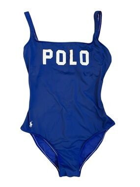 Polo by Ralph Lauren Blue One-Piece Swimsuit with White Logo